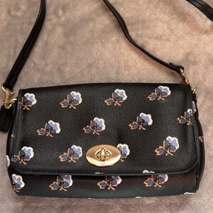 Coach Black Crossbody Bag with Floral Pattern